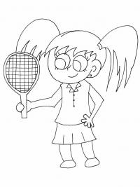 Маленькая девочка с теннисной ракеткой Раскраски для мальчиков