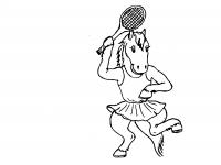 Лошадь в юбочке с теннисной ракеткой Раскраски для мальчиков