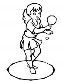 Девочка с ракеткой для настольного тенниса, мяч, пинг понг Раскраски для мальчиков