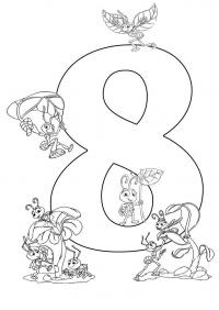 Цифра 8, муравьи, мультфильм Раскраски для мальчиков бесплатно