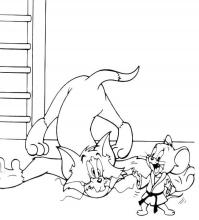 Джерри каратист победил тома, мультфильм, кот и мышь Раскраски для мальчиков бесплатно
