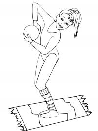 Художественная гимнастика с мячом, девушка, коврик Раскраски для мальчиков бесплатно