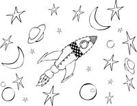 Космос, ракета, планеты и звезды Распечатать раскраски для мальчиков