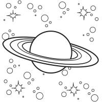 Космос, звезда, планеты с метеоритным кольцом Распечатать раскраски для мальчиков