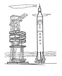 Ракета готовится к взлету в космос, космический аэродром Раскраски для мальчиков