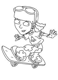 Девочка на скейтборде, каска с очками Раскраски для мальчиков бесплатно