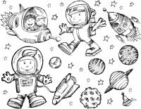 Космос, ракеты и космонавты, звезды и планеты Распечатать раскраски для мальчиков