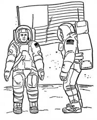 Космонавты в скафандрах, космонавты на другой планете Распечатать раскраски для мальчиков