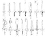 Оружие, мечи с разными красивыми рукоятками Раскраски для мальчиков