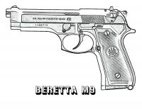 Оружие, пистолет, беретта м9 Раскраски для мальчиков