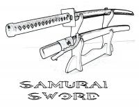 Холодное оружие, мечи самураев, катаны на подставке Раскраски для мальчиков