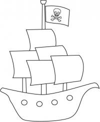 Корабль с пиратским флагом Раскраски для мальчиков