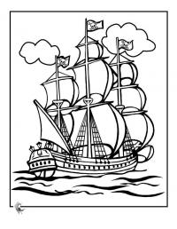 Корабль с пиратскими флагами Раскраски для мальчиков