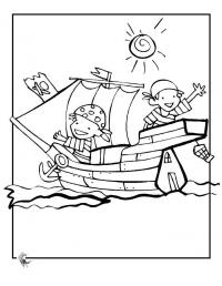 Дети на корабле Раскраски для мальчиков