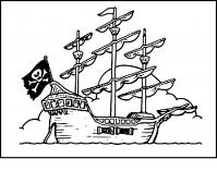Корабль с черным пиратским флагом Раскраски для мальчиков