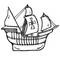 Корабль с гербом на парусах Раскраски для мальчиков