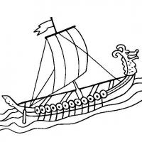 Корабль с веслами, рогатый дракон на карме Раскраски для мальчиков