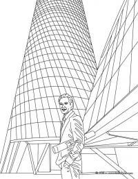 Проектировщик зданий, человек с плакатом, небоскреб, город Раскраски для мальчиков