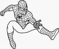 Человек паук в прыжке, выпускает паутину Раскраски для мальчиков
