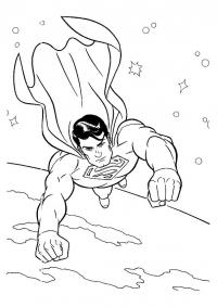 Супергерои, супермен летит вокруг планеты Распечатать раскраски для мальчиков