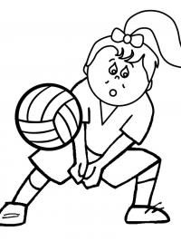 Спорт, девочка играет в волейбол, мяч, отбить мяч, подача Раскраски для мальчиков бесплатно