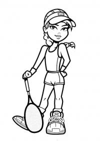 Спорт, девочка с ракеткой для тенниса, бадминтон Раскраски для мальчиков бесплатно