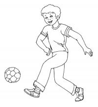 Спорт, футболист, мальчик ведет мяч Раскраски для мальчиков бесплатно