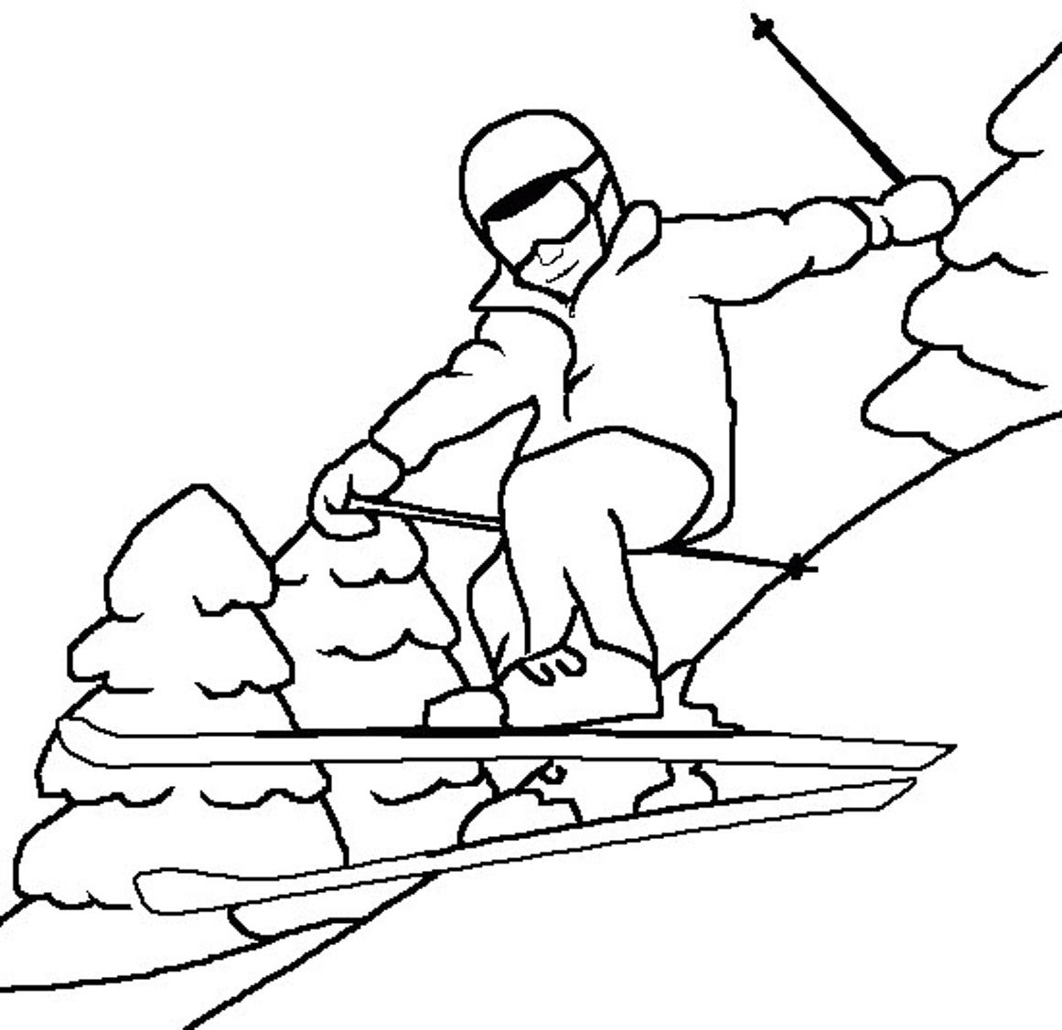 Раскраска лыжник скачать и распечатать
