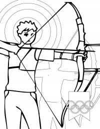 Спорт, стрельба из лука, мальчик, стрелы, олимпиада Раскраски для мальчиков бесплатно