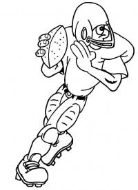 Спортсмен в регби бежит с мячом Раскраски для мальчиков бесплатно