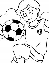 Спорт, мальчик ударяет мяч коленом, футболист Раскраски для мальчиков бесплатно