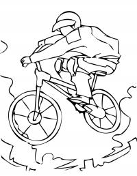 Спорт, велосипедист, горная тропа Раскраски для мальчиков бесплатно