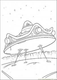 Нло, летающая тарелка на поверхности планеты с инопланетянином Раскраски для мальчиков