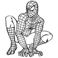 Человек паук сидит Раскраски для мальчиков