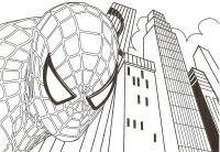 Человек паук, голова, высокие дома Раскраски для мальчиков