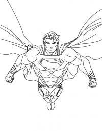 Супермен летит, развивается плащ по ветру Раскраски для мальчиков