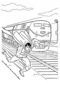 Супермен обгоняет поезд Раскраски для мальчиков