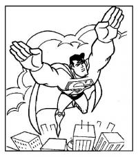 Супермен летит над городом Раскраски для мальчиков