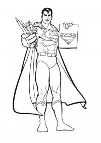 Супермен с карандашами в руке Раскраски для мальчиков