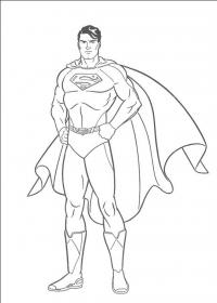 Супермен стоит, руки на поясе Раскраски для мальчиков