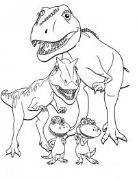 Динозавры с потомством Раскраски для мальчиков