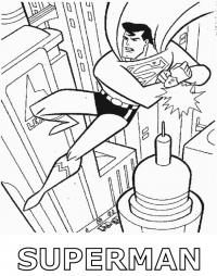 Супермен летит над домами Раскраски для мальчиков