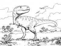 Тираннозавр и птерозавры  в лесу Раскраски для мальчиков
