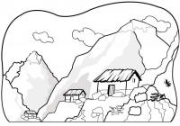 Деревня в горах, домики Раскраски для детей мальчиков