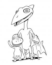 Поезд динозавров, мам динозавр с детенышами Раскраски для детей мальчиков