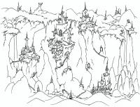 Горы, замки в горах Раскраски для детей мальчиков