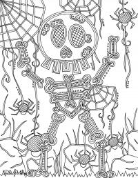 Скелет и пауки Раскраски для мальчиков бесплатно