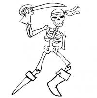 Скелет пирата на протезе с саблей Раскраски для мальчиков бесплатно