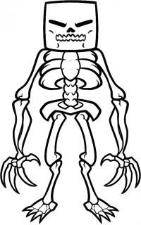 Скелет с квадратным черепом и длинными когтями Раскраски для мальчиков бесплатно