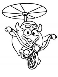 Смешарик на летательном велосипеде Раскраски для мальчиков бесплатно